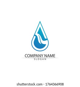 Water drop and blue Logo Template vector illustration design