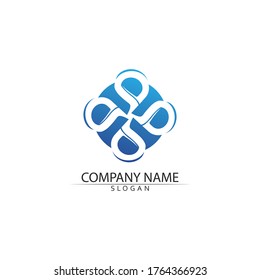 Diseño de ilustraciones vectoriales de plantillas de logotipo azul y de caída de agua