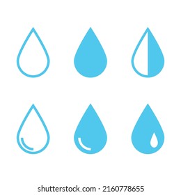 Water drop blue vector icon set