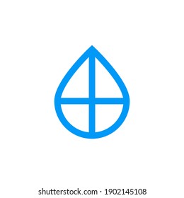 water drop blue window logo design vector