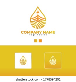 Water drop boat logo with app icon vector template