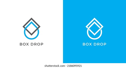 Water Drop and Box Logo Concept sign icon symbol Design. Cleaning Plumbing Logotype. Vector illustration template