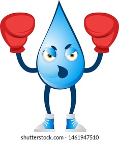 Water drop with boxing gloves, illustration, vector on white background.