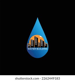 water drop with building logo design colorful
