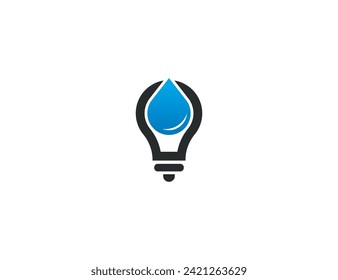Water Drop Bulb Logo Concept icon sign symbol Element Design. Light, Aqua, Droplet Logotype. Vector illustration template