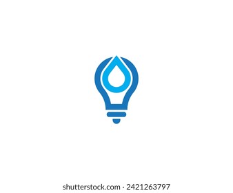 Water Drop Bulb Logo Concept sign icon symbol Element Design. Light, Aqua, Droplet Logotype. Vector illustration template