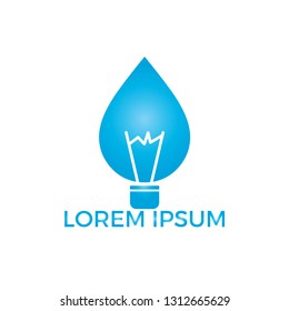 Water drop bulb logo design concept. Light bulb with water drop hydro power concept.