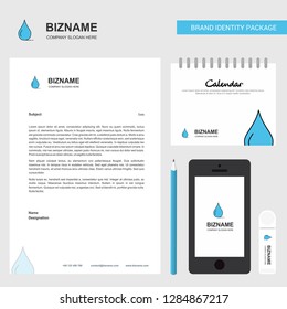 Water drop Business Letterhead, Calendar 2019 and Mobile app design vector template