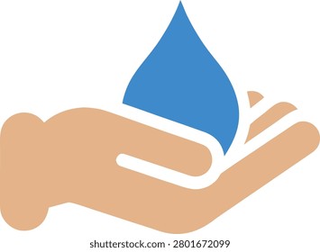 Water Drop in Caring Hand Icon Vector - Clean Water Conservation, Hygiene and Environmental Protection Symbol