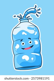 Water drop cartoon character, face emotion. Water character expression vector illustration. Save water. Sweat isolated emoticon icon