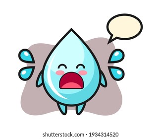 Water drop cartoon illustration with crying gesture