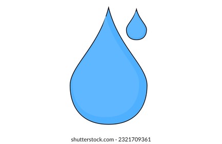 Water drop cartoon illustration vector. water cartoon, 2d water drop cartoon.