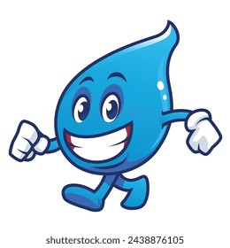 Water drop cartoon smile walking