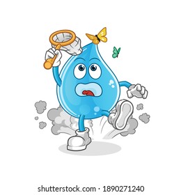 water drop catch butterfly illustration. character vector