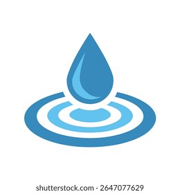 Water Drop Causing Ripples Vector in Minimalist Style on White Background for Web and Graphic Design