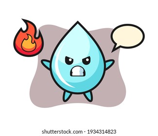 Water drop character cartoon with angry gesture