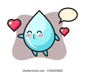 Water drop character cartoon with kissing gesture