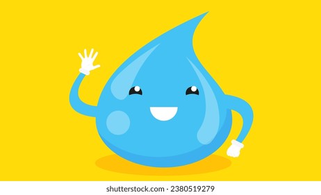 Water drop character. Cute cartoon water drop. Vector illustration.