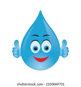 Wassertropfzeichen mit Daumen auf Vektorgrafik