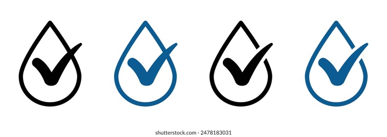 Water drop with a check flat vector icons