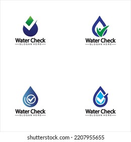 water drop check logo vector icon illustration