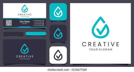 Water Drop with check mark icon Abstract Logo design