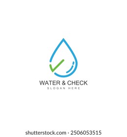 Web de Plantilla de diseño de Ilustración vectorial de icono de marca de verificación de gota de agua