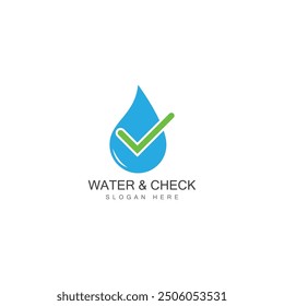 Web de Plantilla de diseño de Ilustración vectorial de icono de marca de verificación de gota de agua