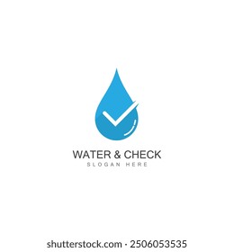 Web de Plantilla de diseño de Ilustración vectorial de icono de marca de verificación de gota de agua