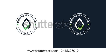 Water Drop with check mark Logo design