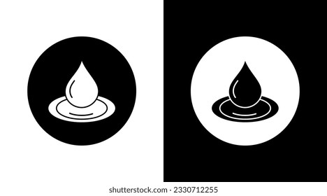 water drop circle Icon Design Black and white