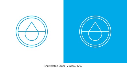 Gota de agua en el Vector de gota de contorno de línea delgada del logotipo del icono del círculo