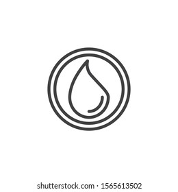 Water drop in circle line icon. Droplet linear style sign for mobile concept and web design. Oil drop outline vector icon. Symbol, logo illustration. Vector graphics
