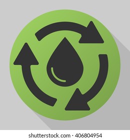 Water drop with circular arrow icon vector, solid illustration, pictogram isolated on gray