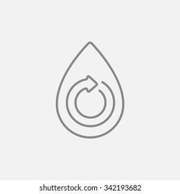 Water drop with circular arrow line icon for web, mobile and infographics. Vector dark grey icon isolated on light grey background.