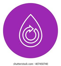 El agua cae con el icono de la línea de flecha circular.