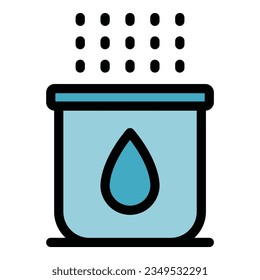 Vector de contorno de icono limpio de caída de agua. Filtro de aire. Color de purificación del viento plano