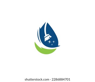 Water Drop Cleaning Service Logo Icon Design Vector Graphic Illustration.
