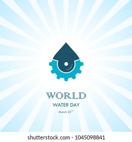 Water drop with cog icon vector logo design template.World Water Day icon.World Water Day idea campaign for greeting card and poster.Vector illustration