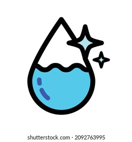 Water drop color icon in simple style. Antiseptic, liquid, purification, molecule concept. Vector illustration isolated on white background.