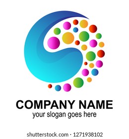 water drop and colorful bubble logo vector