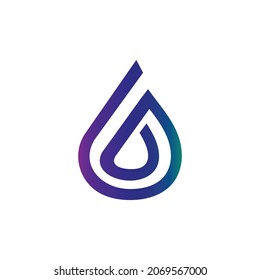 Wassertropfkombination mit Buchstabe D,P auf weißem Hintergrund, minimalistisches Vektorlogo-Design