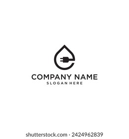 water drop combine electric symbol logo design vector