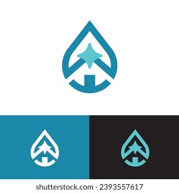 A water drop combined with a house shape and a star. This logo template is perfect for a house washing company, pressure washing. It can be also great as a cleaning home services or plumbing company.