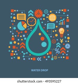 Water drop concept design on clean background,clean vector