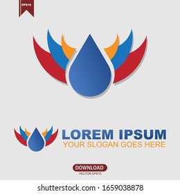 Diseño de ilustraciones vectoriales del logotipo de caída de agua