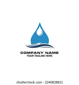 Concepto de caída de agua, diseño de ilustración vectorial de plantilla de logotipo