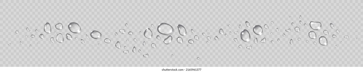 Water drop condensation set. Vector realistic clean transparent refreshing drops background for cold beverage design