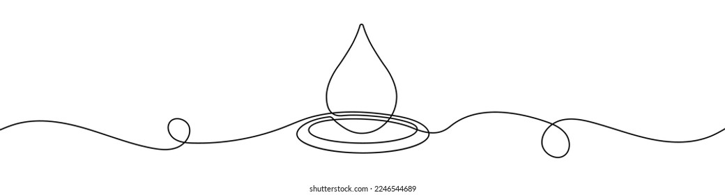 Water drop in continuous line drawing style. Line art of drop icon. Vector illustration. Abstract background