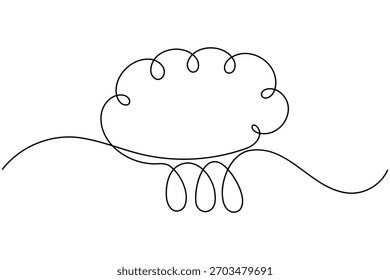 Water drop continuous one line drawing on white background minimalist clean rain icon outline vector illustration